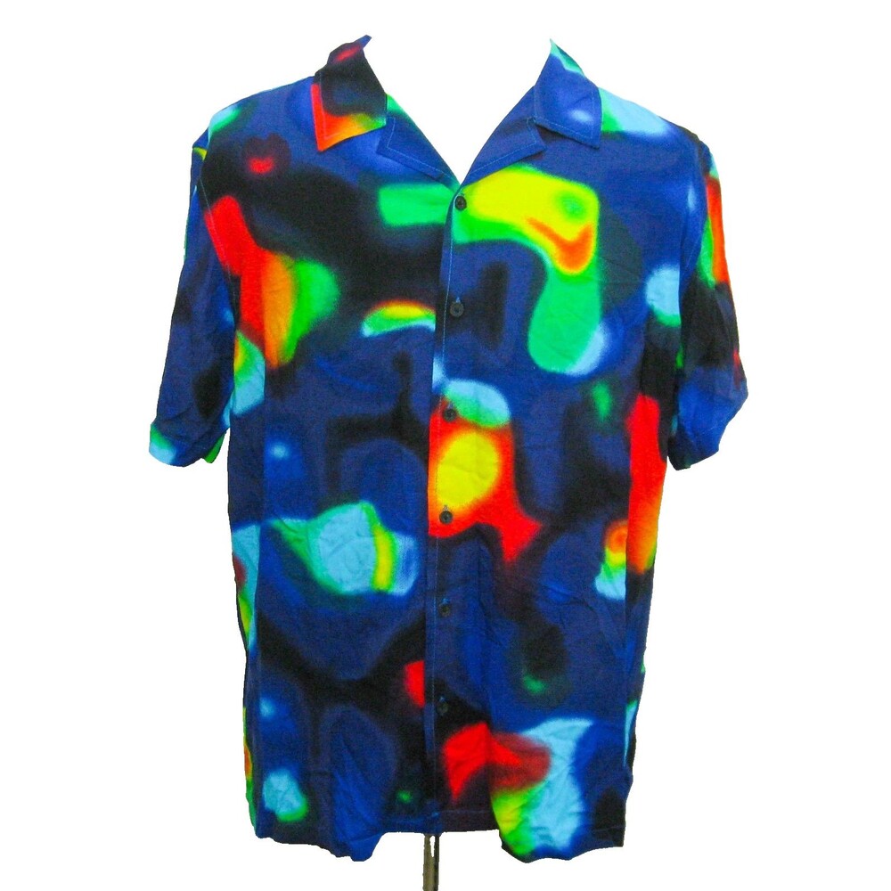 New RSQ Hawaiian Aloha Shirt Mens Size XL Short Sleeve Button Front Tropical Top